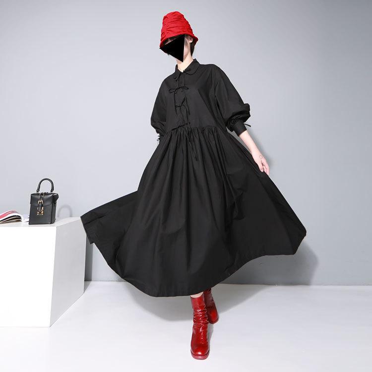 Women Bow Bandage Long Cozy Dresses-Cozy Dresses-Black-One Size-Free Shipping Leatheretro