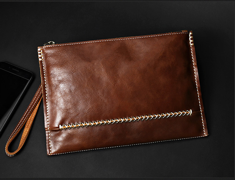 Men's Ultra Thin Leather Briefase Bag 8067-Leather bags for men-Brown-Free Shipping Leatheretro