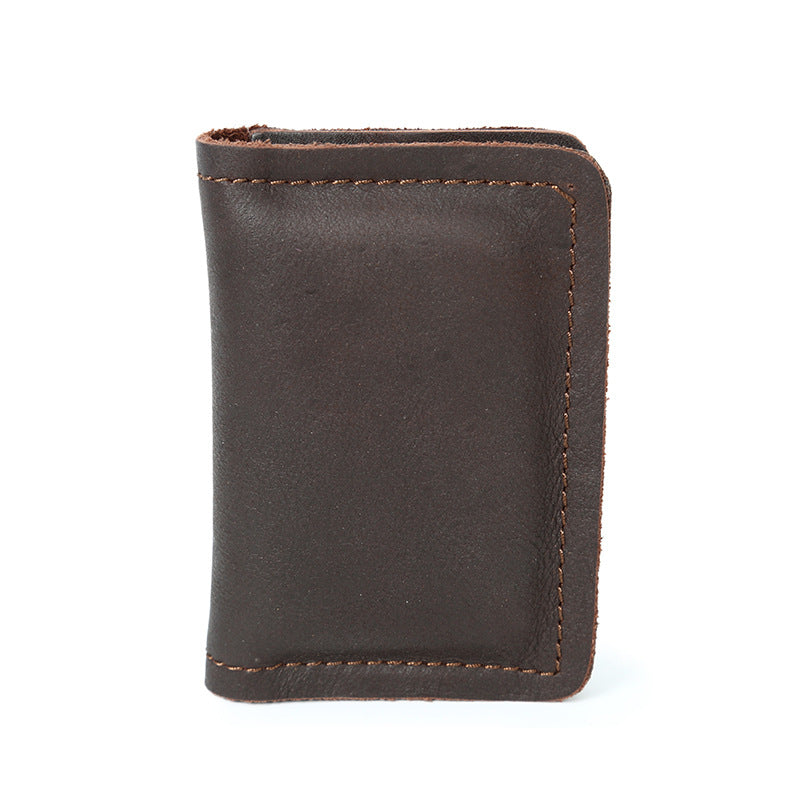 Vintage Leagher Mini Cards Case Wallet 1042-Leather Wallets-Dark Brown-Free Shipping Leatheretro