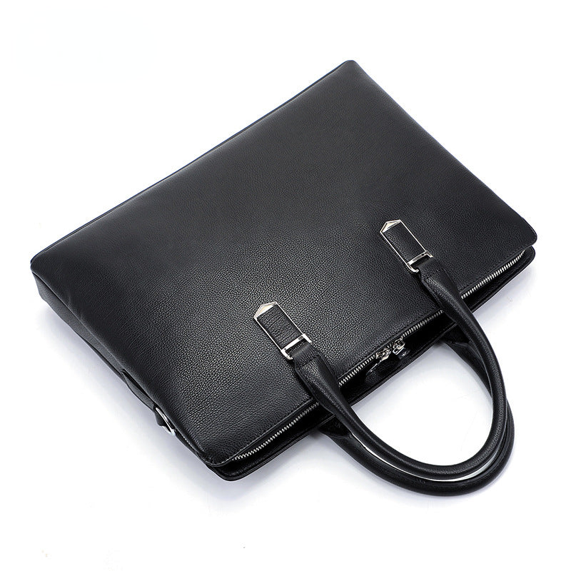Black Cowhide Leather Briefcase for Men 7428-Briefcases-Black-Free Shipping Leatheretro