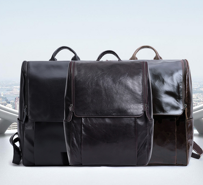 New Fashion Men Retro Leather Backpack J6390-Leather Backpack-Gray Green-Free Shipping Leatheretro