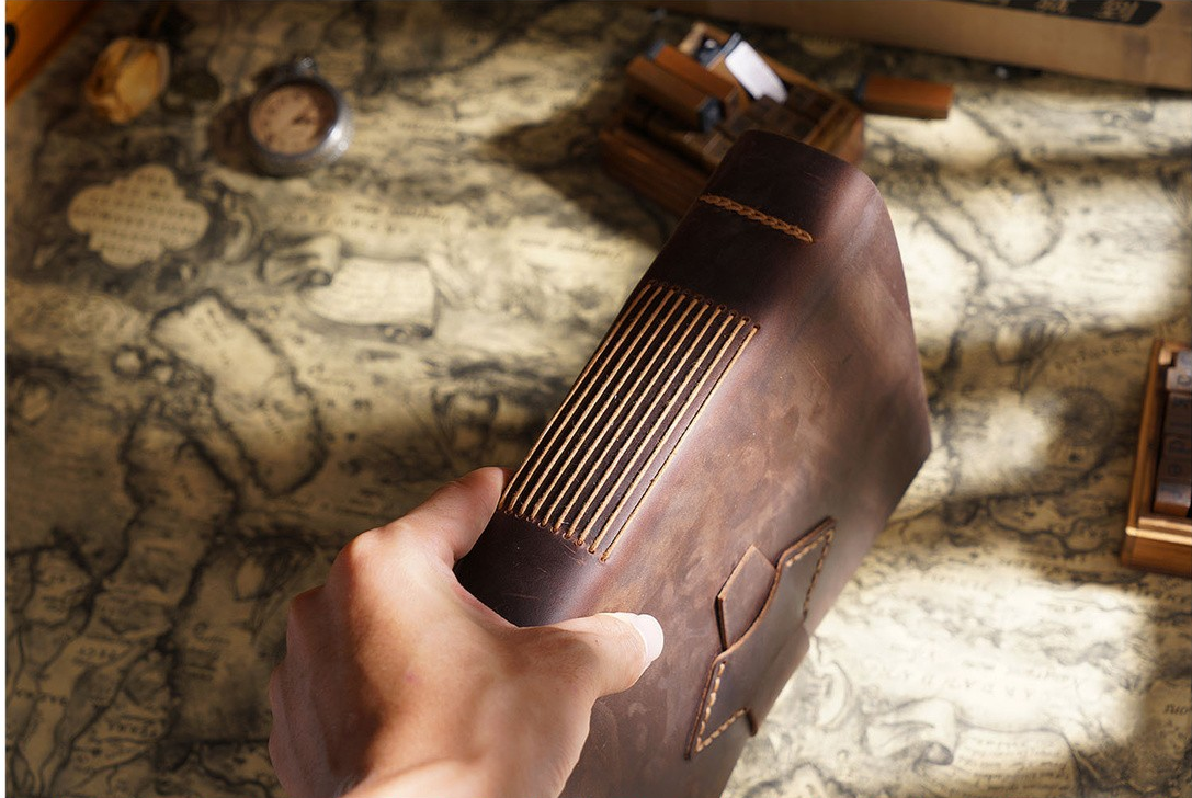 Vintage Handmade Leather A5 Notebook-Notebooks & Notepads-Black-Free Shipping Leatheretro