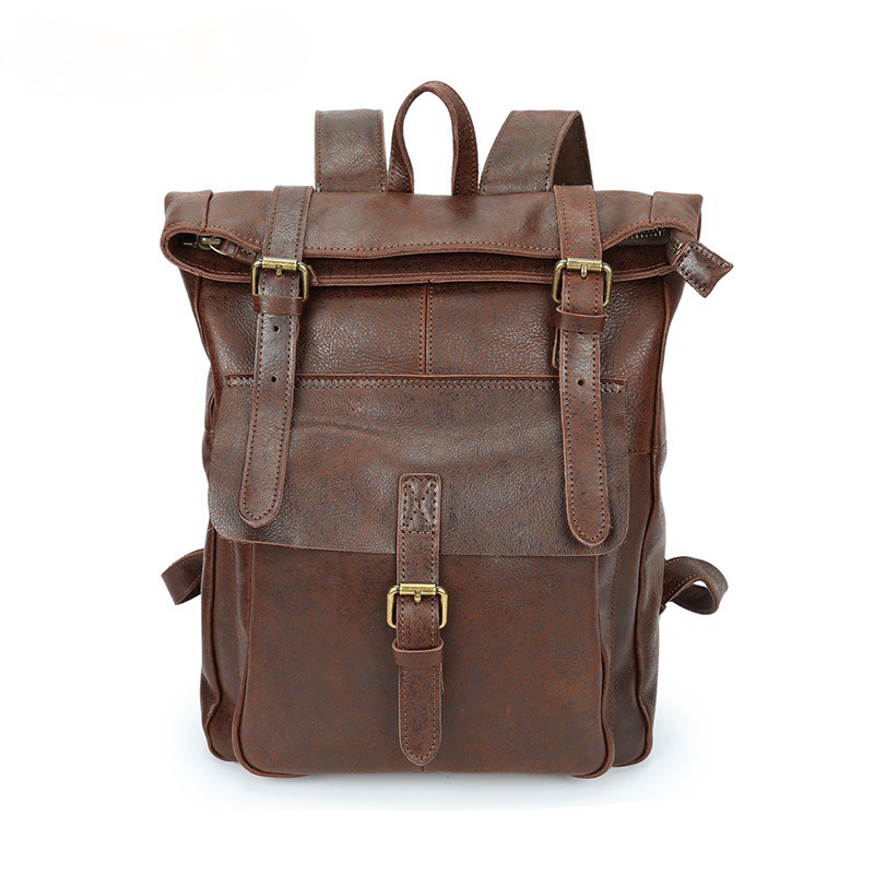 Vintage Leather Travel Backpack B8186-Leather Backpack-Dark Brown-Free Shipping Leatheretro