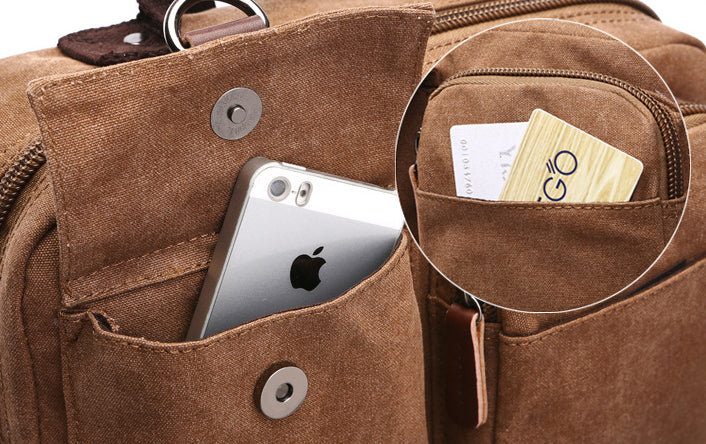 Casual Canvas Travel Student Backpack 8678-Backpacks-Black-Free Shipping Leatheretro