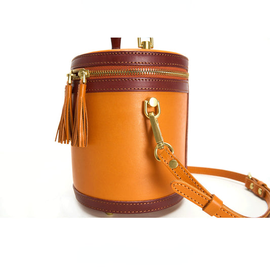 Vintage Vege Tanned Leather Bucket Bags for Women-Handbag & Wallet Accessories-Brown-Free Shipping Leatheretro