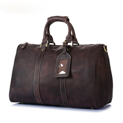 Retro Leather Portable Travel Duffle Bags D-8016-Leather Duffle Bags-Dark Brown-Free Shipping Leatheretro
