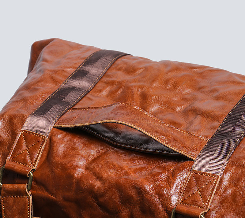 Vintage Cowhide Leather Traveling Duffle Bags 0240-Leather Duffle Bags-Brown-Free Shipping Leatheretro