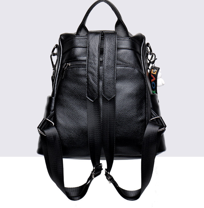 Fashion Cowhide Leather Backpacks for Girls-Backpacks-Wine Red-Free Shipping Leatheretro