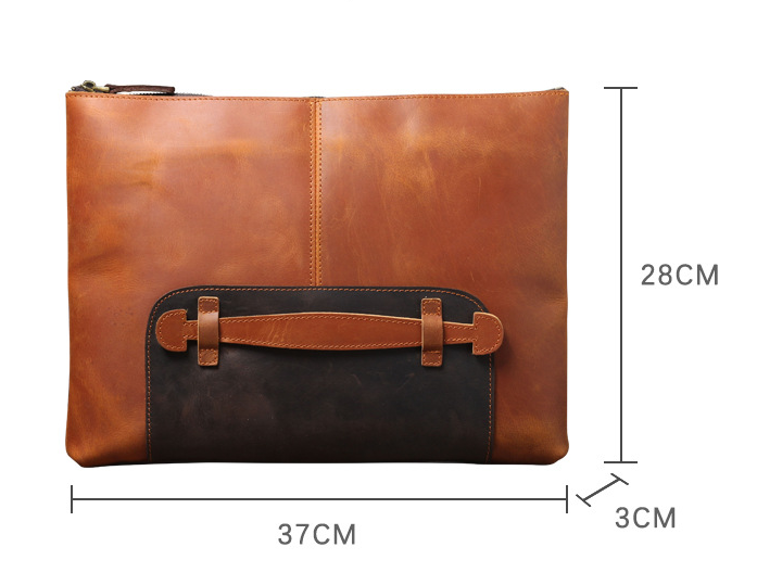 Vintage Roomy Storage Leather Laptop Bags S108-Leather Portfolio-Coffee-Free Shipping Leatheretro