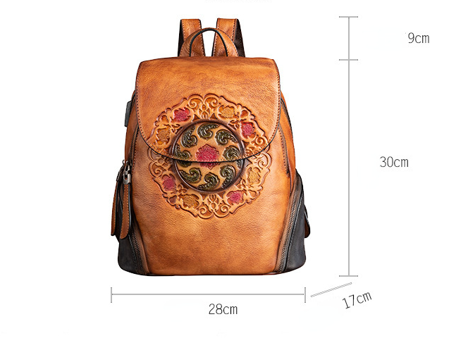 Vintage Large Storage Handmade Leather Backpack for Women 8098-Leather Backpack-Brown-Free Shipping Leatheretro