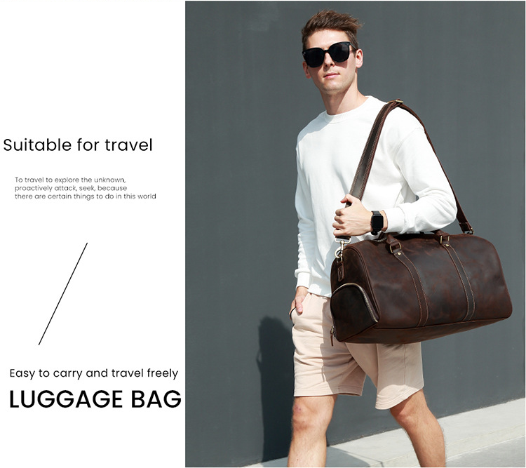 Handmade Leather Retro Business Duffle Bag/Travel Bag J6482-Leather Duffle Bags-Coffee-Free Shipping Leatheretro