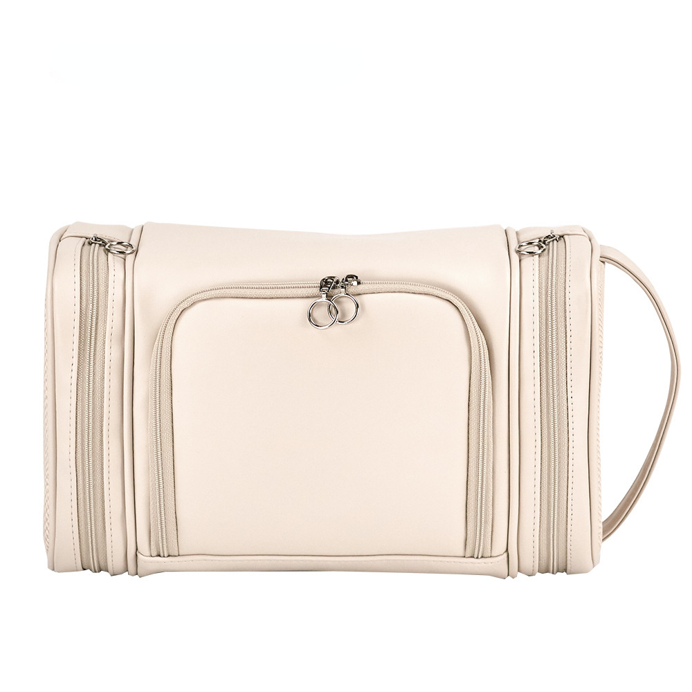 Functional Dry wet separation PU Toiletry Bag-Toiletry Bag-Black-Free Shipping Leatheretro