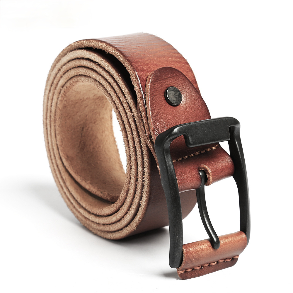 Vintage Designer Men's Leather Belt 15002-Leather Belt-Khaki-Free Shipping Leatheretro