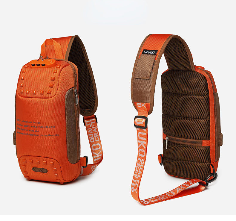 Waterproof Oxford Fabric Casual Chest Bags for Men 0424-Bicycle Bags & Panniers-White-Free Shipping Leatheretro