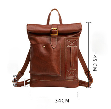 Retro Men's Leather Foldable Backpack P6396-Leather Backpack-Brown-Free Shipping Leatheretro