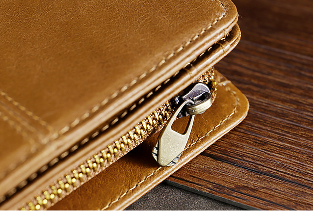 Men Leather Short Change Wallets W5411-Leather Wallets-Coffee-Free Shipping Leatheretro