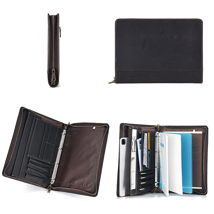 Vintage 12.9" Leather Padfolio Protective Case 2114-Leather padfolio-Coffee-Free Shipping Leatheretro