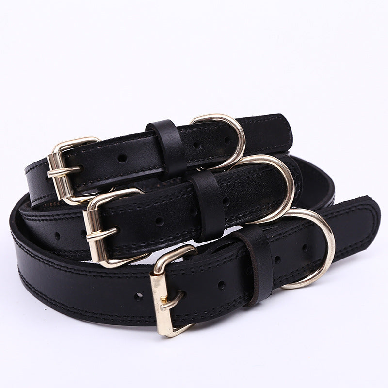 Handmade Vintage Cowhide Leather Dog Collar-Coffee-XS-35cm/14"-Free Shipping Leatheretro