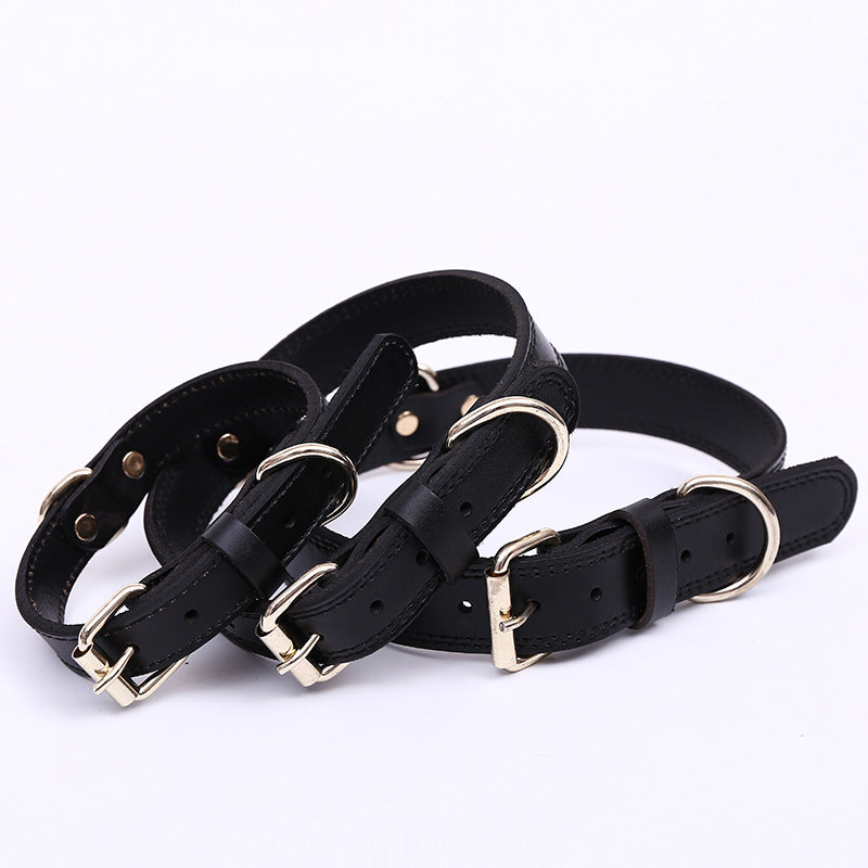 Handmade Vintage Cowhide Leather Dog Collar-Coffee-XS-35cm/14"-Free Shipping Leatheretro