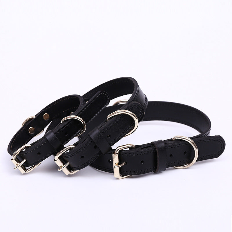 Handmade Vintage Cowhide Leather Dog Collar-Black-XS-35cm/14"-Free Shipping Leatheretro