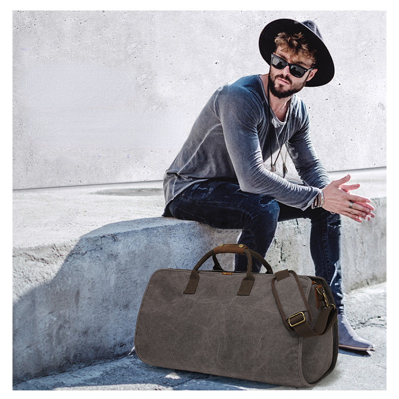 Leisure Weekend Duffle Bags for Traveling with Foldable Suits Bag YH013-Duffel Bags-Light Gray-Free Shipping Leatheretro