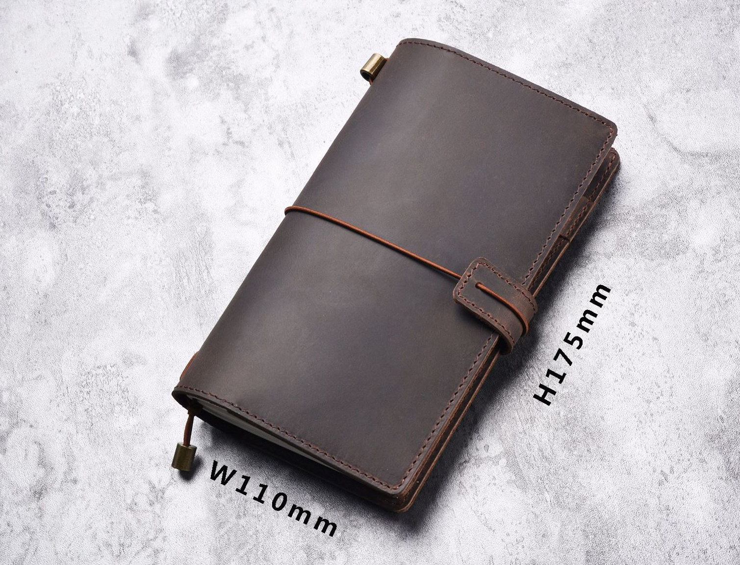 Vintage Handmade Leather Replaceable Loose Leaf Diary Book D586-Notebooks & Notepads-Coffee-Free Shipping Leatheretro