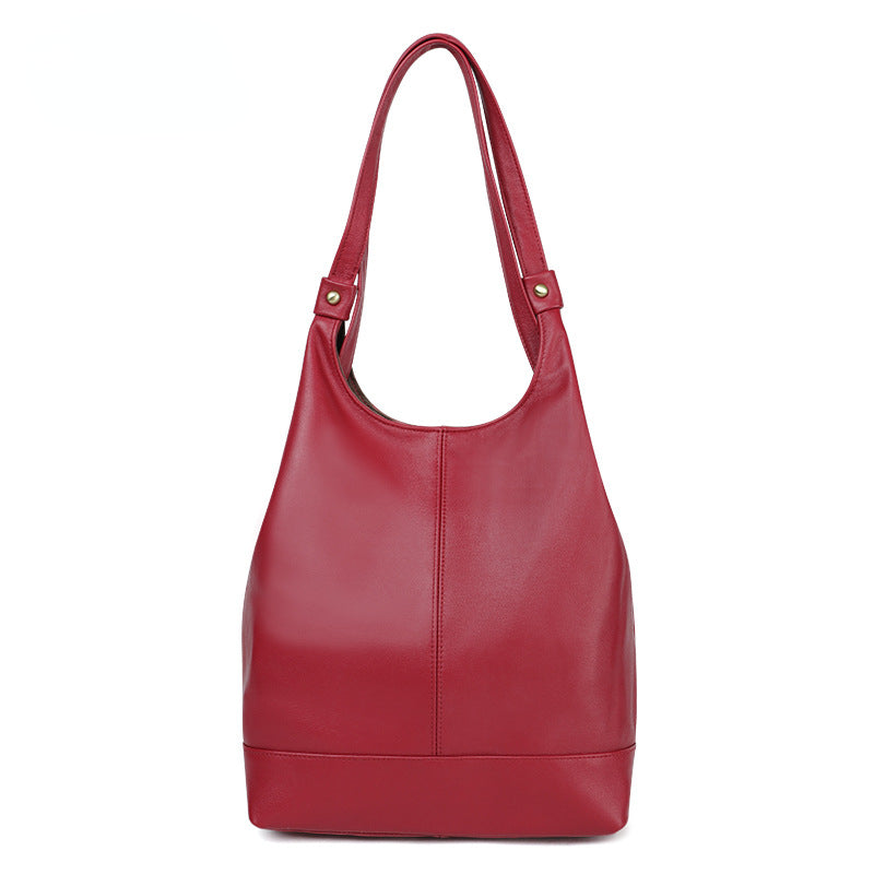Casual Functional Leather Backpacks for Women 8735-Backpacks-Red-Free Shipping Leatheretro