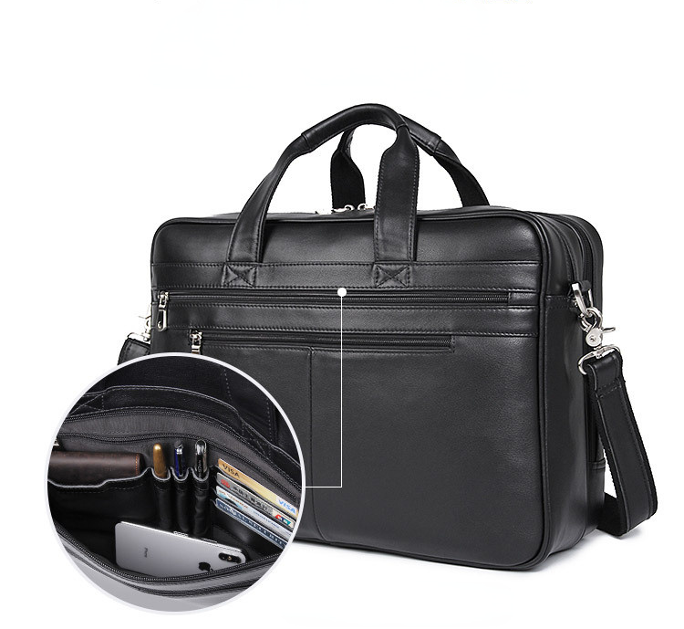 Black Genine Leather Business Briefcase 7319-Leather Briefcase-Black-Free Shipping Leatheretro