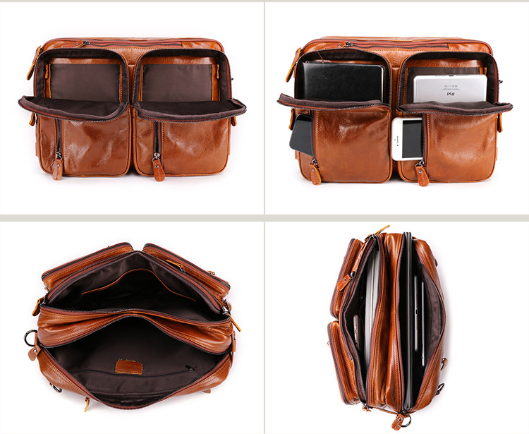 Vintage Men Multi Functional Backpack & business Briefcase J6332-Leather Backpack-Coffee-Free Shipping Leatheretro