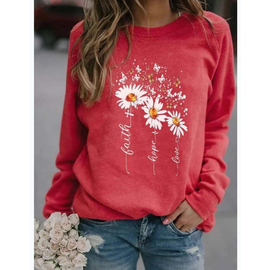 Fall Round Neck Leisure Loose Sweaters-Sweater&Hoodies-Red-S-Free Shipping Leatheretro