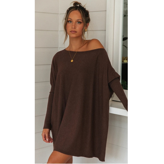 Fashion Off The Shoulder Long Sleeves T Shirts-Shirts&Blouses-Gray-S-Free Shipping Leatheretro