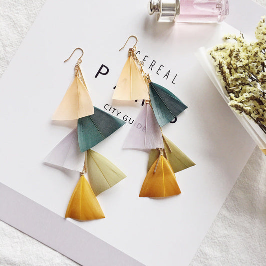 Holiday Bohemian Tassel Feather Dangle Drop Rings for Women-Earrings-Hook-Free Shipping Leatheretro