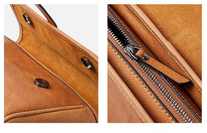 Vegetable Tanned Leather Messenger Handbag for Women 2211-Handbags, Wallets & Cases-Black-Free Shipping Leatheretro