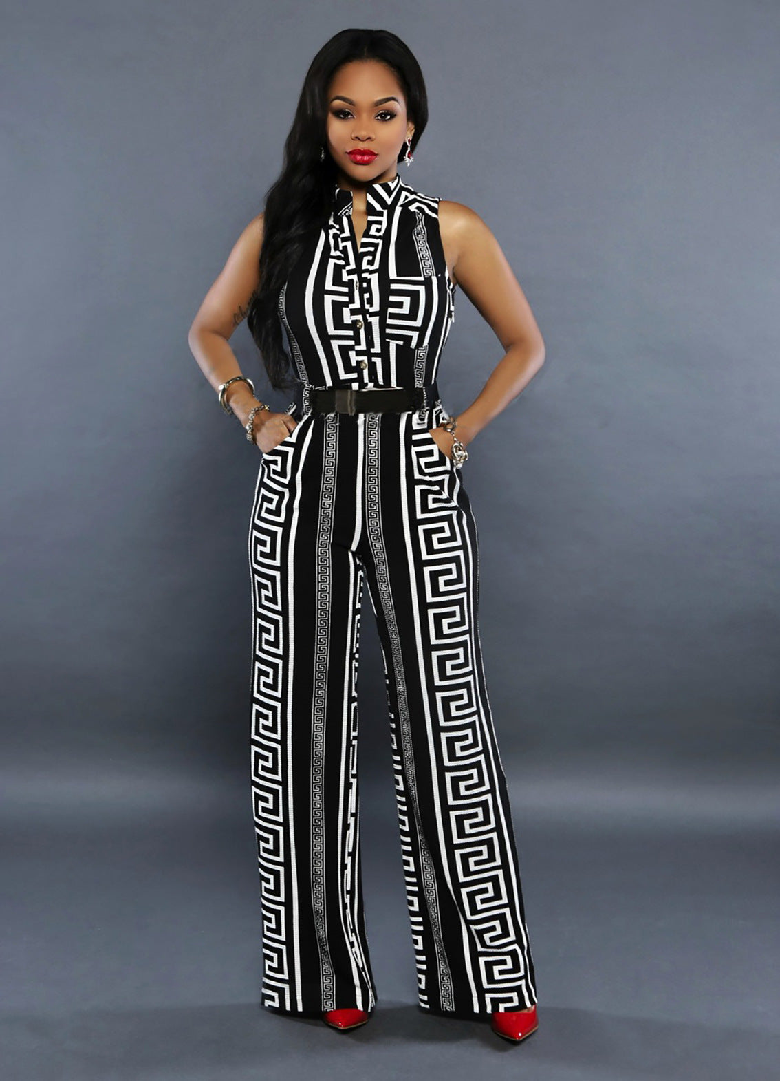 Sexy Summer Print Women Jumpsuits&rompers-Suits-Black-S-Free Shipping Leatheretro