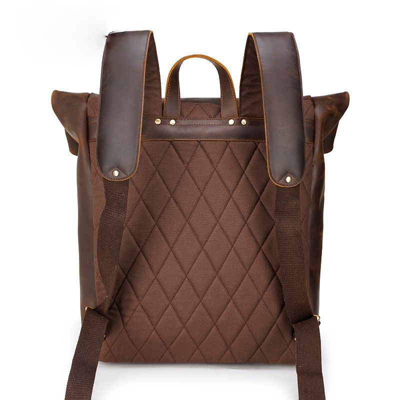 Vintage Large Storage 17" Traveling Backpack C3771-Leatehr Backpack-Dark Brown-Free Shipping Leatheretro