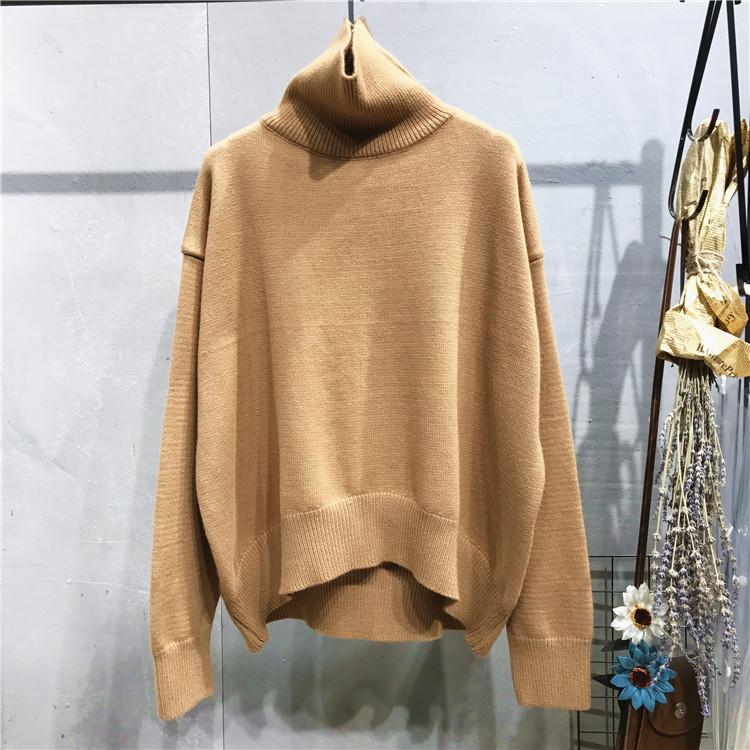 Women Turtleneck Cozy Knitting Pullover Sweaters-Shirts & Tops-Khaki-One Size-Free Shipping Leatheretro