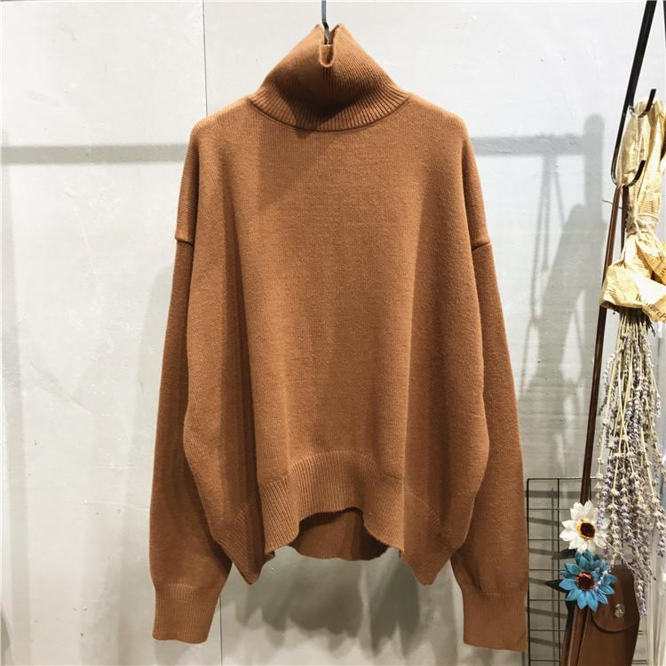 Women Turtleneck Cozy Knitting Pullover Sweaters-Shirts & Tops-Coffee-One Size-Free Shipping Leatheretro