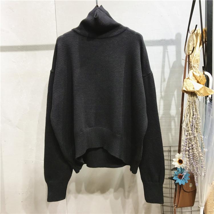 Women Turtleneck Cozy Knitting Pullover Sweaters-Shirts & Tops-Black-One Size-Free Shipping Leatheretro