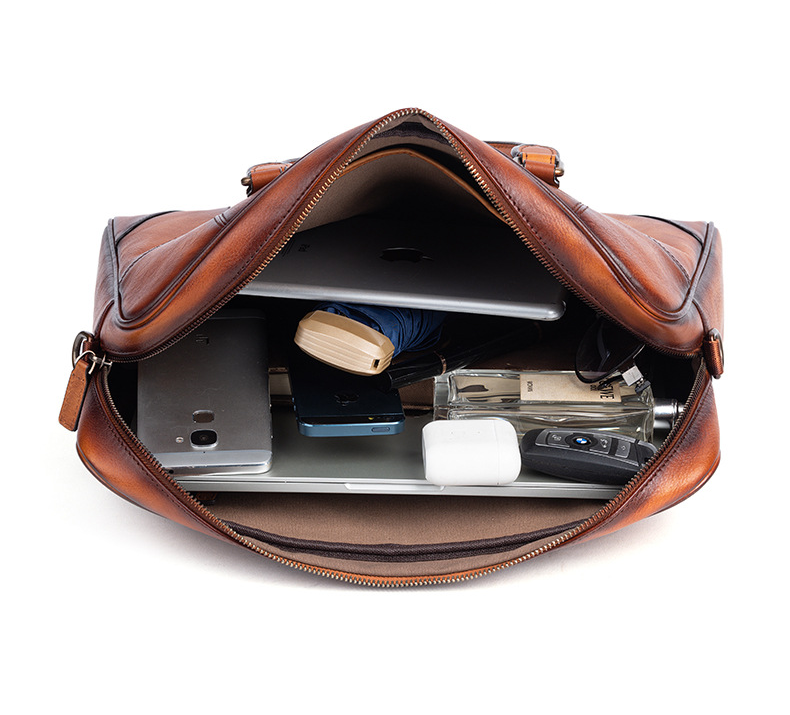 Vintage Genine Leather Businees Briefcase Laptop Bag 3555-Leather Briefcase-Black-Free Shipping Leatheretro