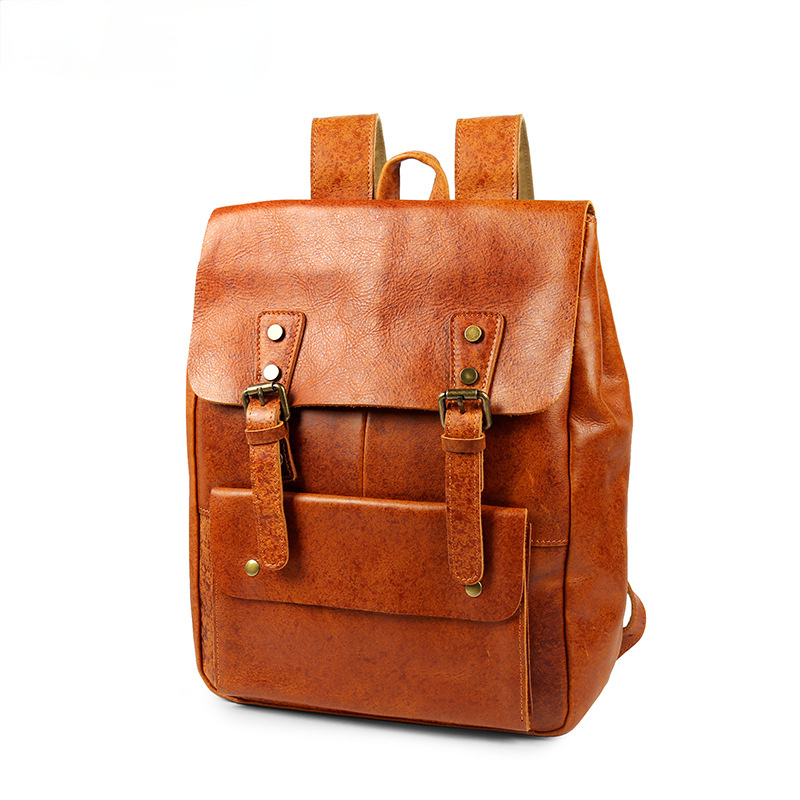 Brown Handmade Leather Retro Backpack P8175-Leather Backpack-Brown-Free Shipping Leatheretro