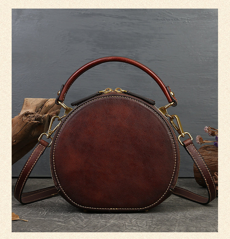 Vintage Embossing Rabbit Round Shape Shoulder Handbags 6223-Handbags-Green-Free Shipping Leatheretro