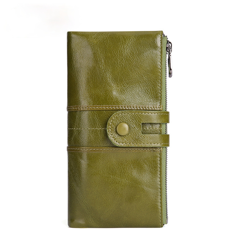 Women Vintage Leather Fashion Long Purse J2072-Leather Wallets-Green-Free Shipping Leatheretro
