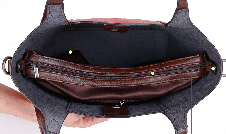 Vintage Hand Rubbing Cowhide Leather Tote Bags 8078-Leather Handbag for Women-Red-Free Shipping Leatheretro