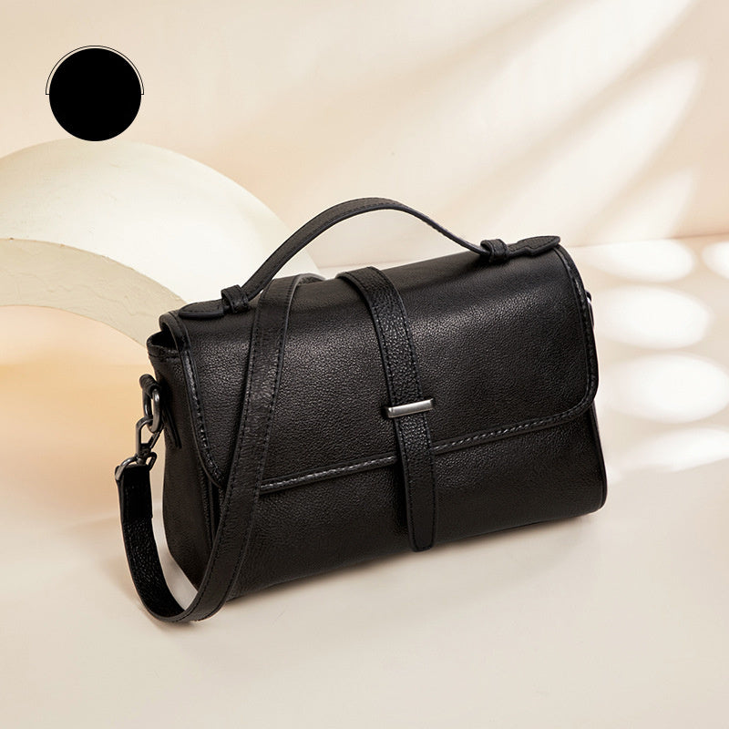 Vegetable Tanned Leather Messenger Handbag for Women 2211-Handbags, Wallets & Cases-Black-Free Shipping Leatheretro