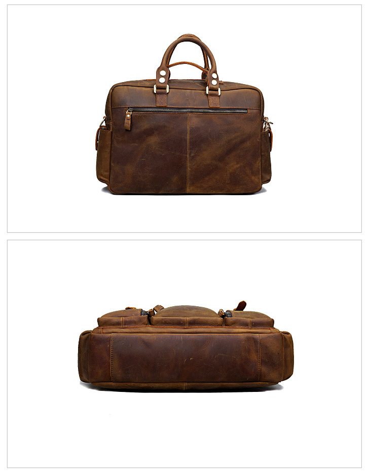 Distressed Leather Travel Briefcase B8058-Leather Briefcase-Brown-Free Shipping Leatheretro