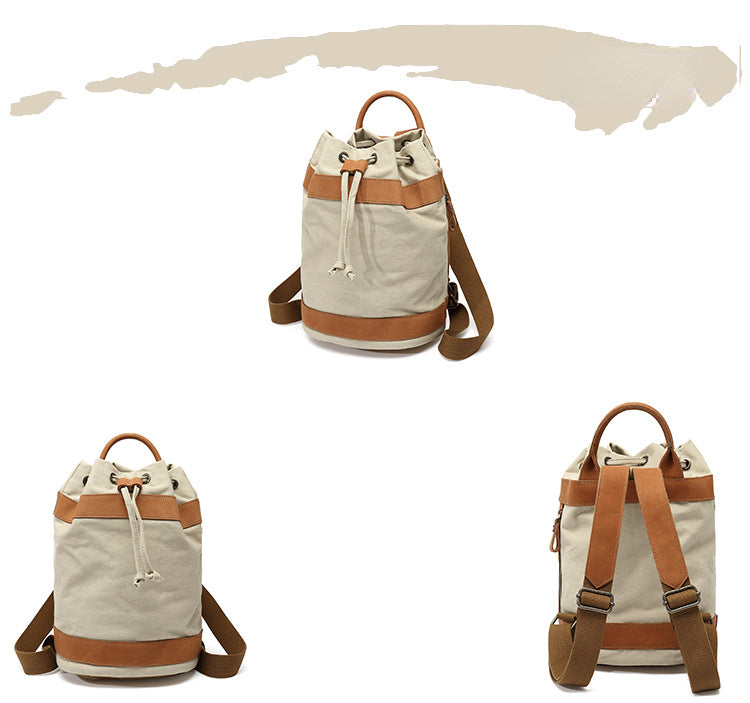 Leisure Canvas Backpack for Women-Backpacks-Khaki-Free Shipping Leatheretro