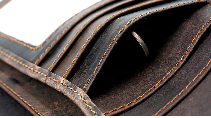 Retro Handmade Me's Leather Wallet 1002-Leather Wallets-Dark Brown-Free Shipping Leatheretro