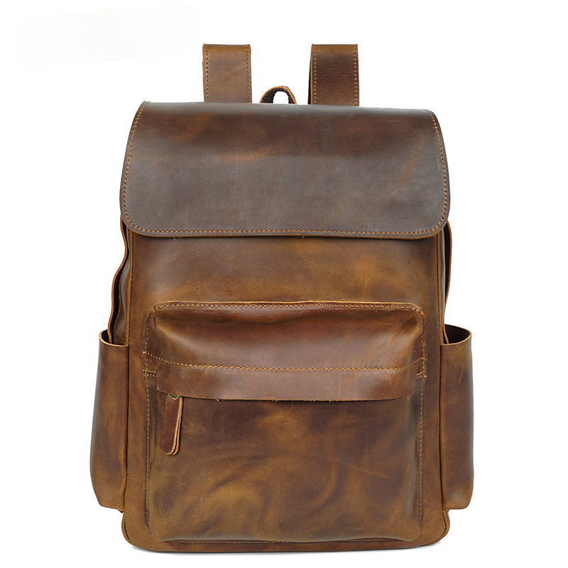 Retro Leather Travel Backpack Bag P-8090-Leather Backpack-Brown-Free Shipping Leatheretro