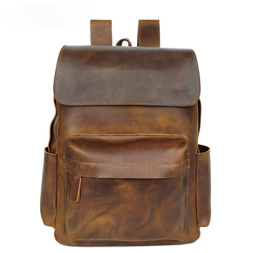 Retro Leather Travel Backpack Bag P-8090-Leather Backpack-Brown-Free Shipping Leatheretro
