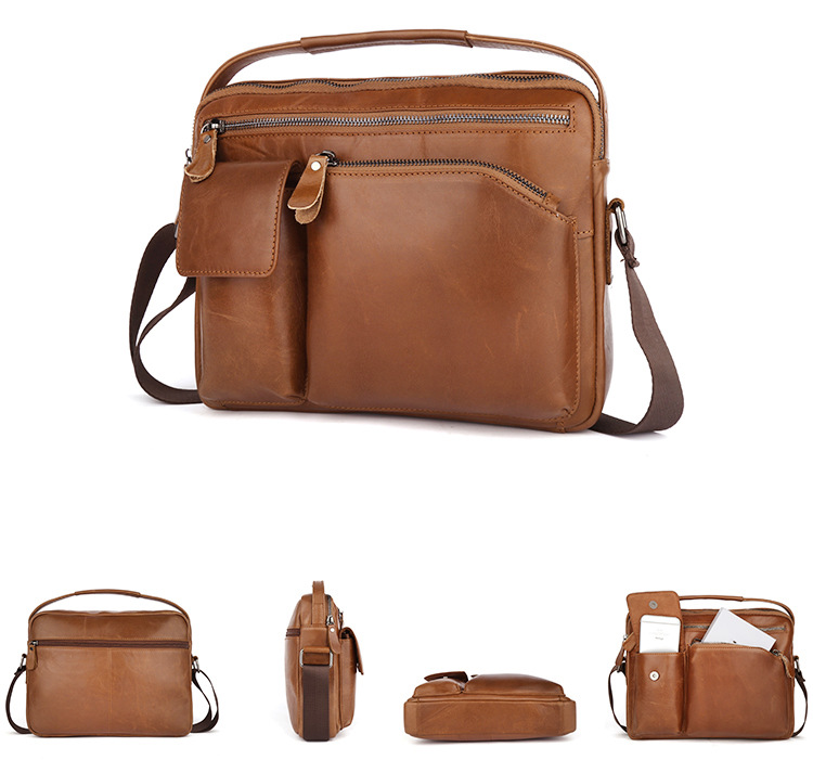 New Fashion Small Casual Leather Briefcase X1005-Leather Briefcase-Coffee-Free Shipping Leatheretro